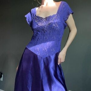 purple vintage lace & silky lingerie slip